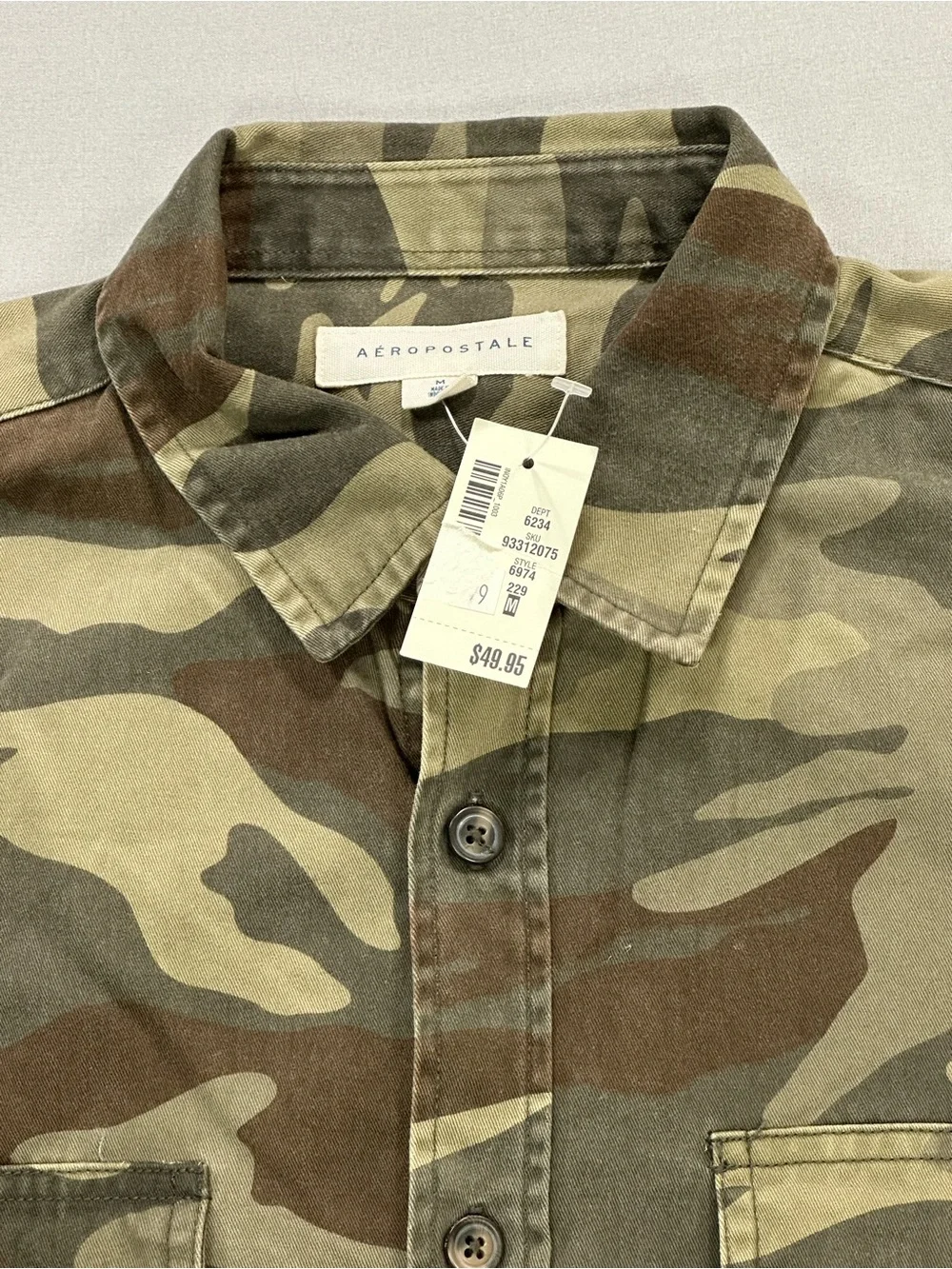 NWT Aeropostale Long Sleeve Camo Workwear Button-Down Shirt - Mens Medium